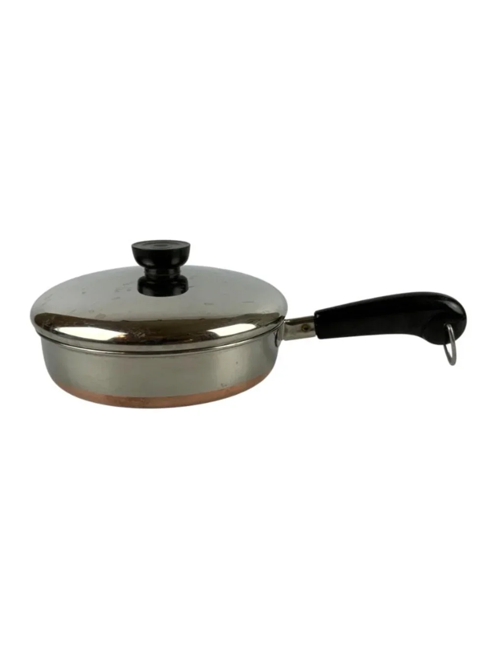 Revere Ware Copper Clad Stainless Steel 1 Qt Straight Sided Skillet & Lid USA